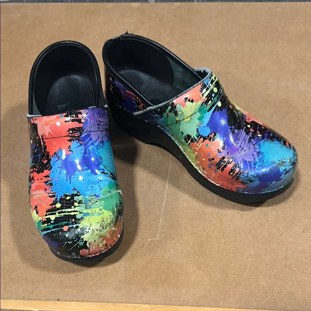Dansko-Colorful Splatter Clogs - Picture 1 of 12